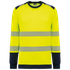 T-shirt de sécurité recyclé col rond manches longues unisexe Hi Viz Yellow / Navy WK. Designed To Work