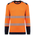 T-shirt de sécurité recyclé col rond manches longues unisexe Hi Viz Orange / Navy WK. Designed To Work