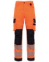 Pantalon de sécurité recyclé multipoches unisexe Hi Viz Orange / Navy WK. Designed To Work